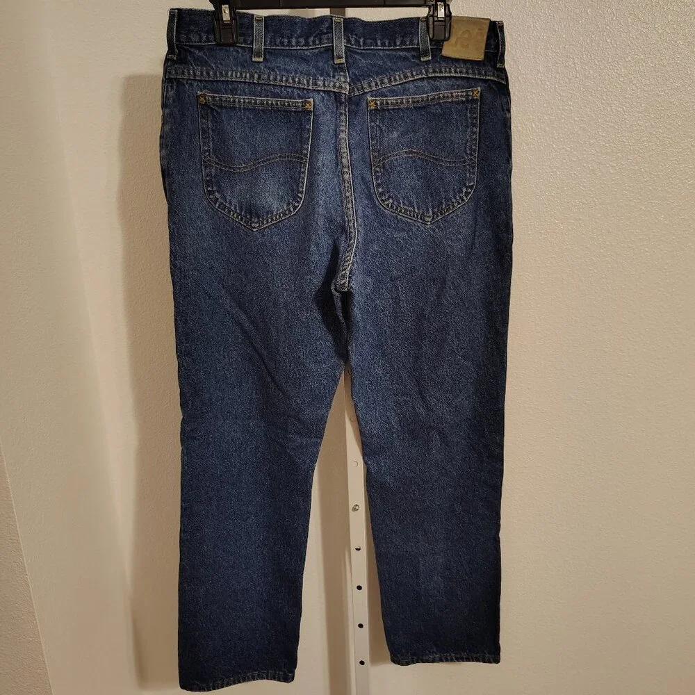 Lee Men's Denim Jeans Size 36 x 30 Blue Cotton 5 Pocket Zip Fly